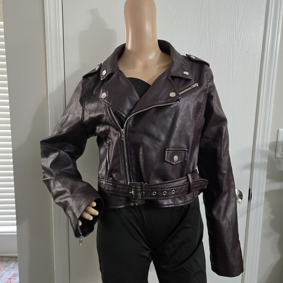 Fashion Nova Jackets & Blazers - Fashion Nova Dark Brown Leather Jacket